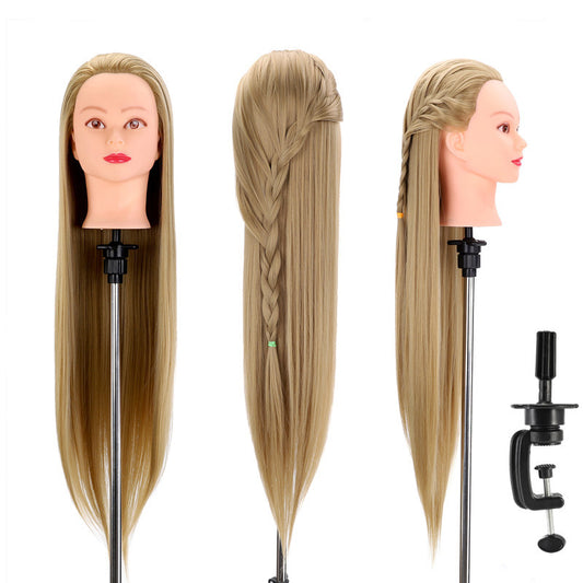 Model Head Teaching Hairdressing Braiding Mock Mannequin Long Straight Wig