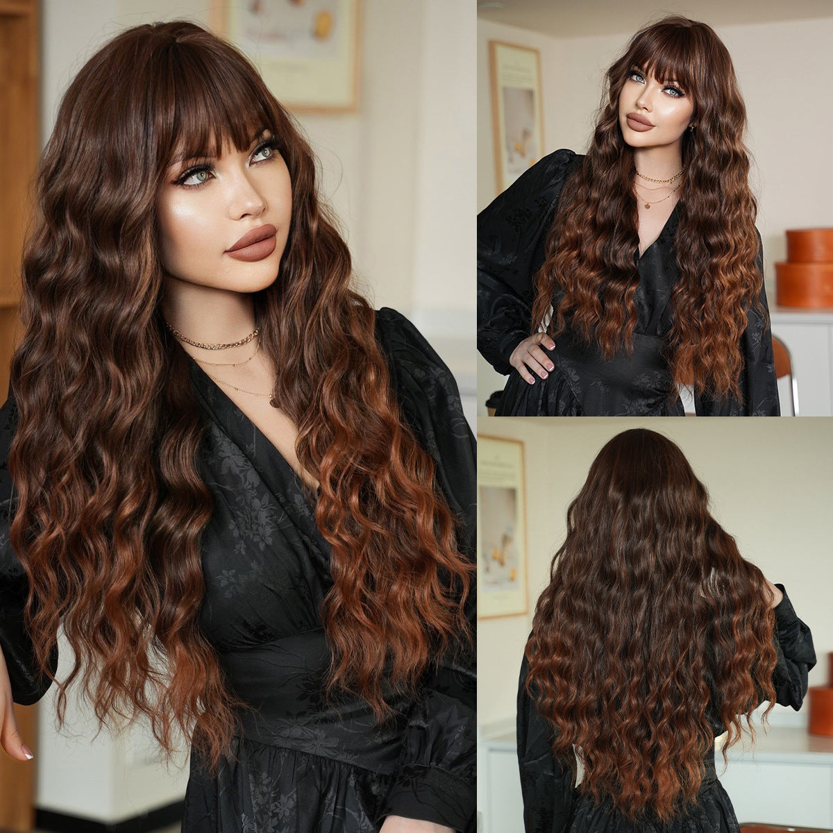 Water Wave Curly Hair Wavy Female Fiber Wig Long Curls