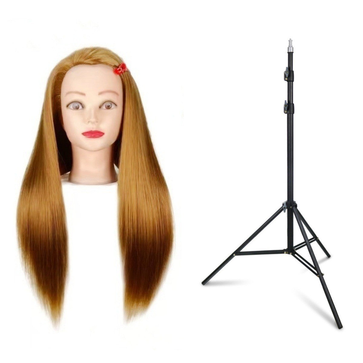 Head Braided Hair Practice Mannequin Hairdressing Cutting Wig Ponytail