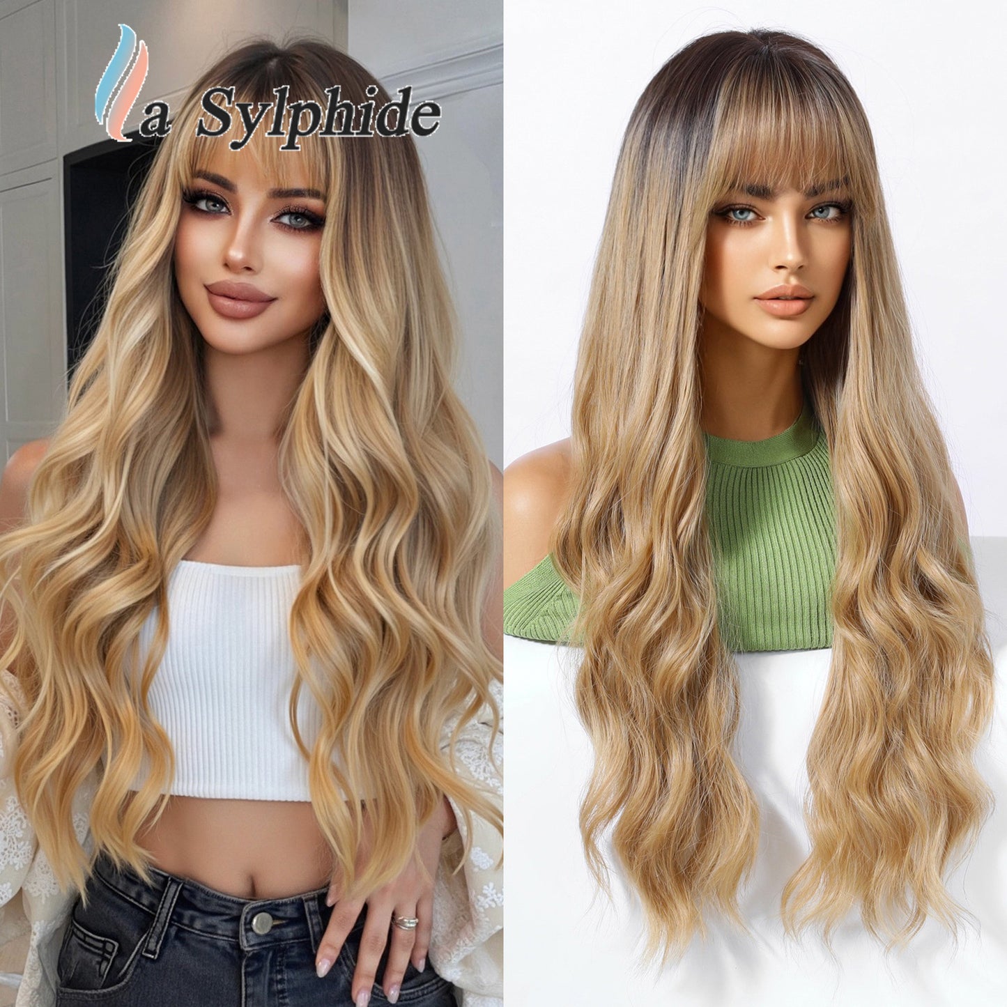 Wave Refuse Class Flavor Natural Straight Bangs Head Cover Fashion Wig Long Curls