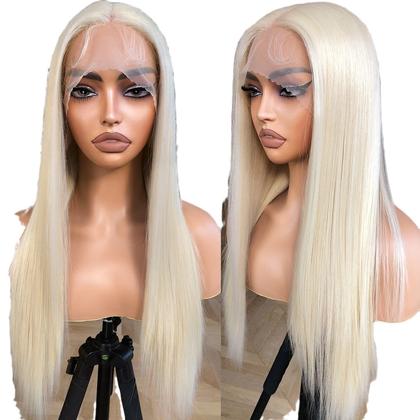 Women's Black Hair Front Lace Mid-length Chemical Long Straight Wig