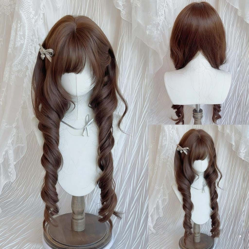 Ancient Early Jellyfish Roll Princess Hairstyle Short Sideburns Face Repair Wig Long Curls