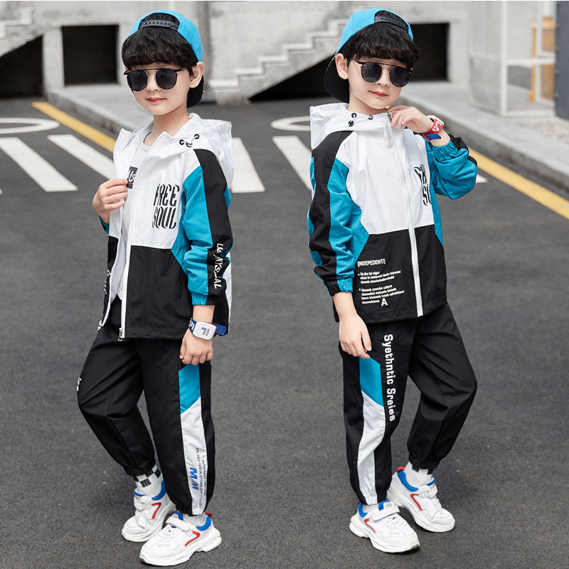 Children's Medium Large Sports Two Piece Set Handsome Fashionable Children's Suit