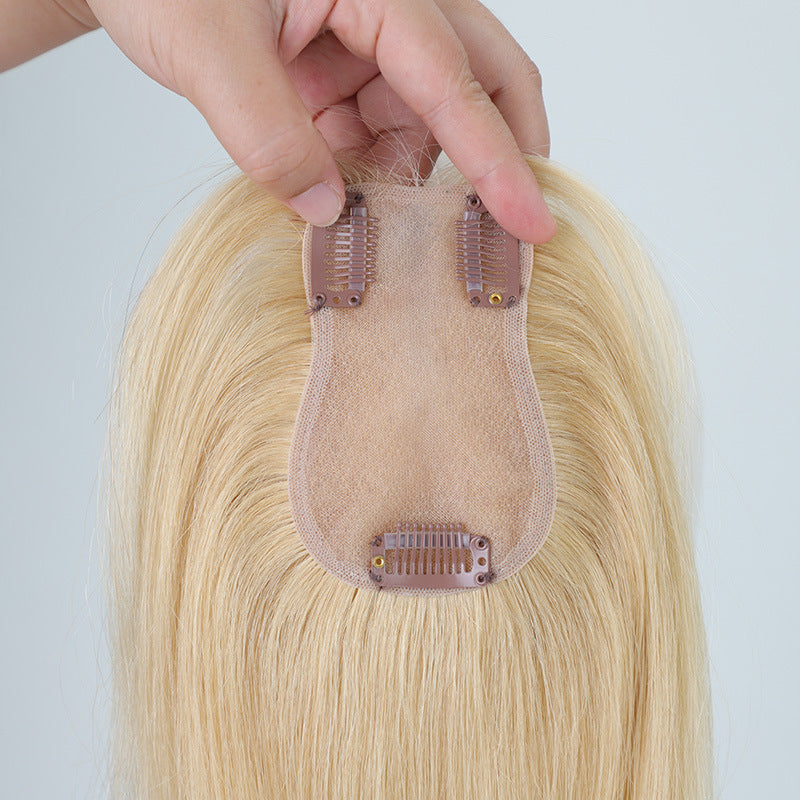 Bangs Golden Real Human Hair Natural Breathable Hand-woven Hairpiece Cover Wig
