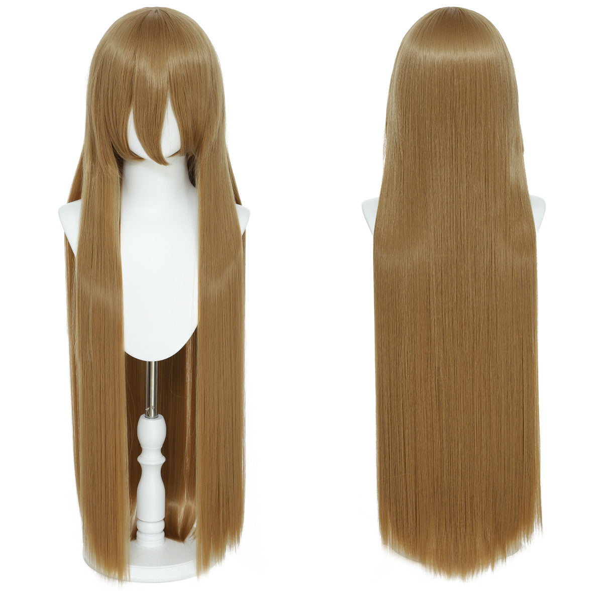 Long Straight Hair Hairpiece Blank Black White Cos Wig