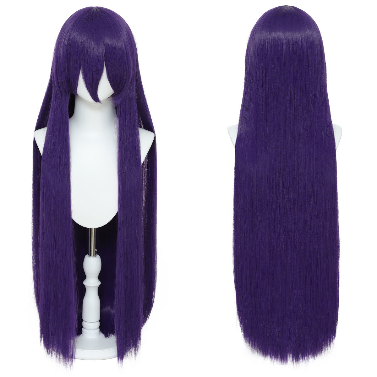 Long Straight Hair Hairpiece Blank Black White Cos Wig