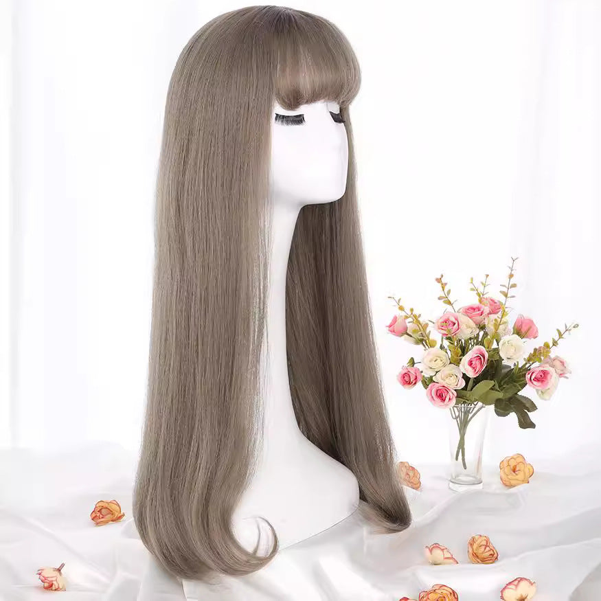 Inner Buckle Big Scalp Sheath Female Long Straight Wig