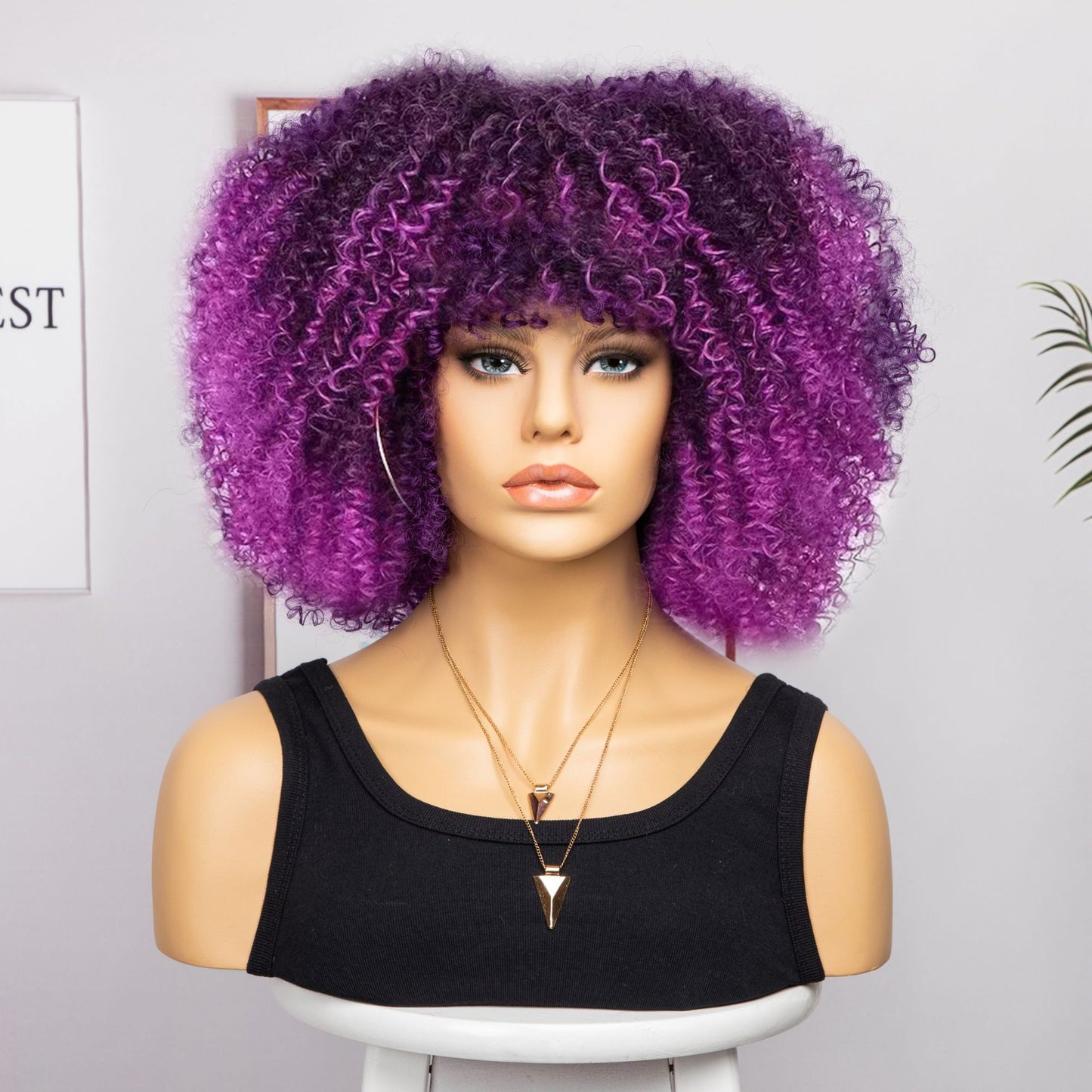 Women's African Fashion Explosion Small Head Cover Wig Short Curly Hair