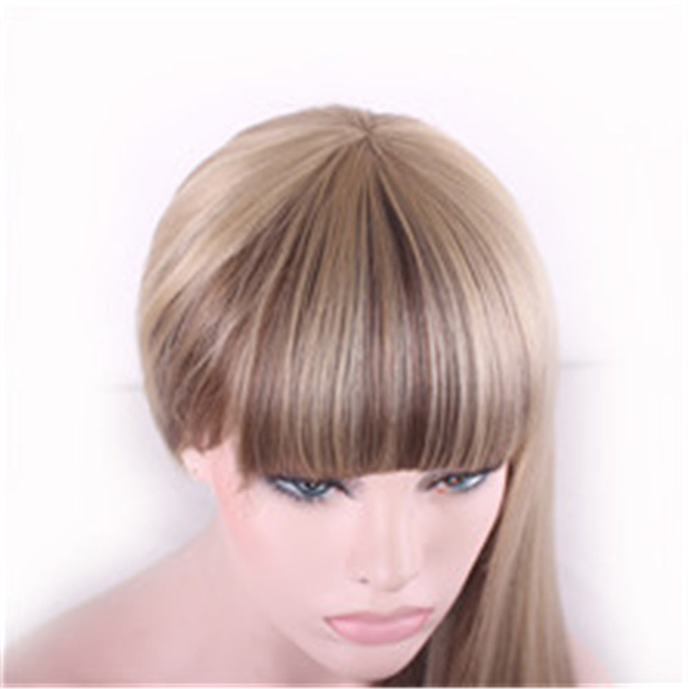 Rose Net Mixed Color Gradient Straight Bangs Female Hair Chemical Wig Long Curls