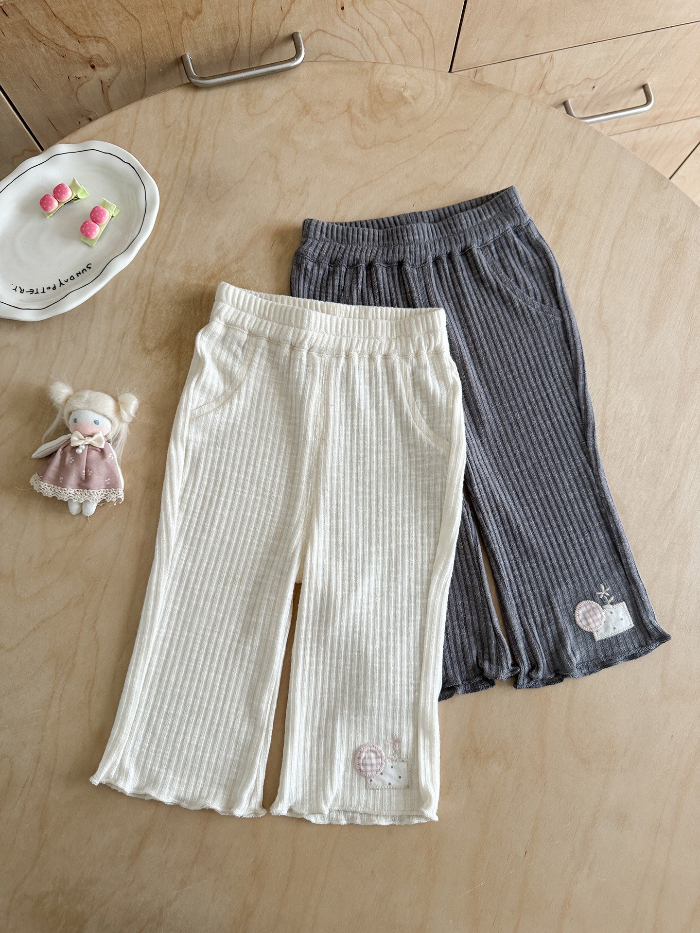 Trousers Lightweight Breathable Stretch Sunken Stripe Leggings Children's Pants