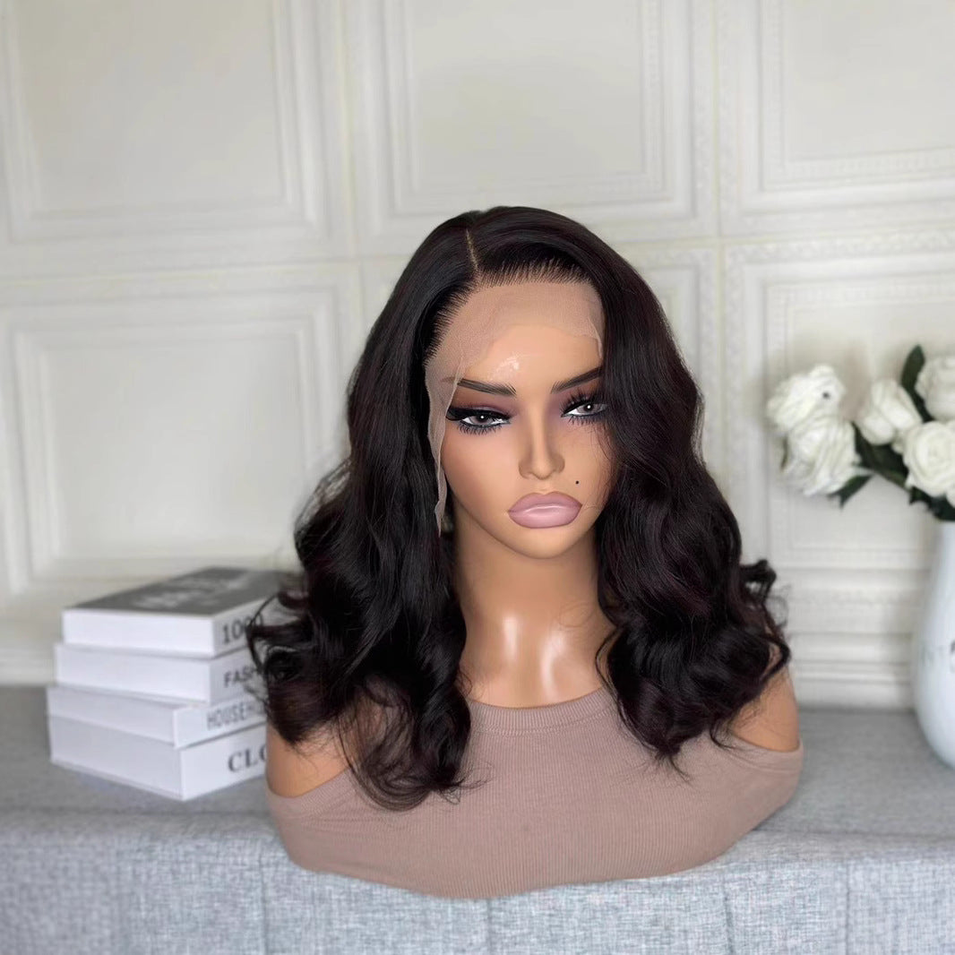 Female Medium Gradient Pink Curly Hair Wig Long Curls