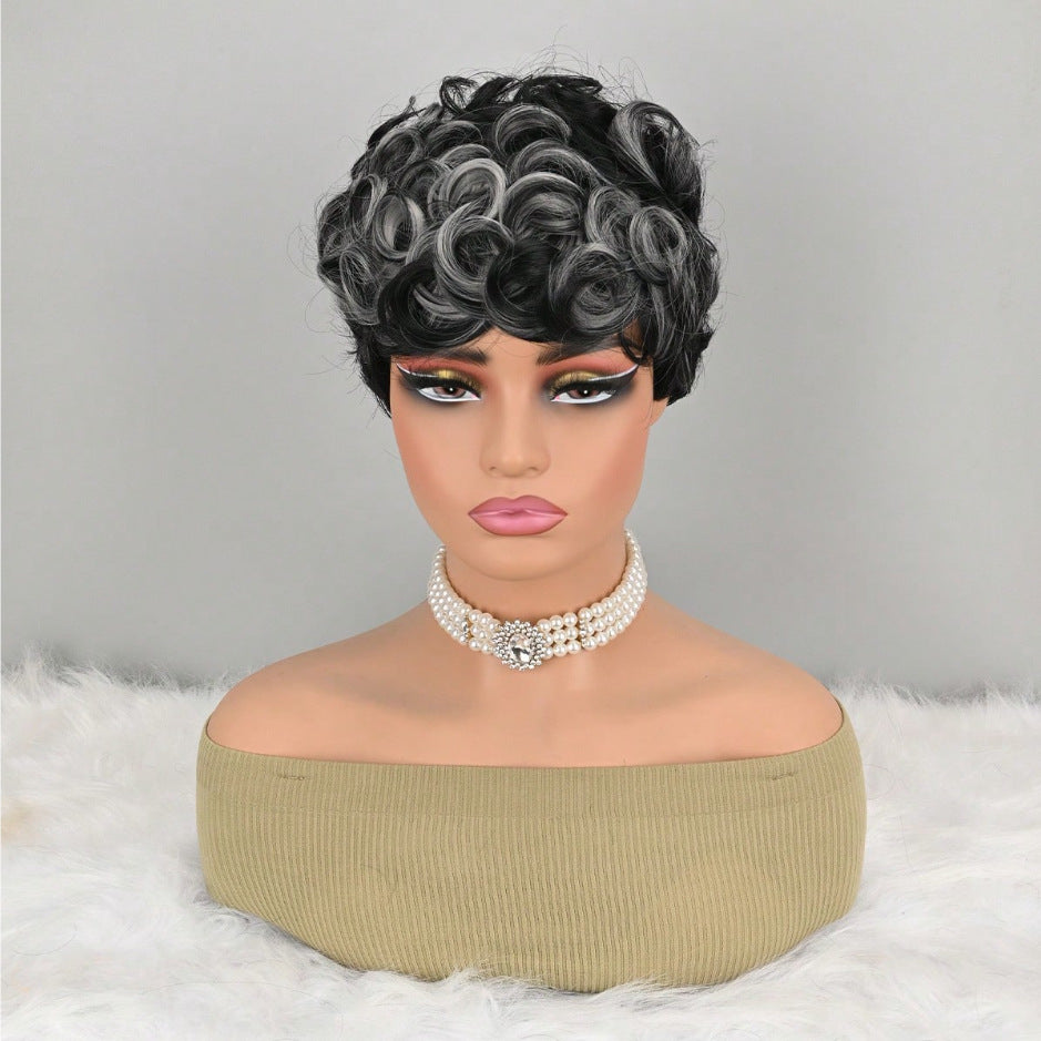 Elegant Women's Gray Fiber Synthetic Wigs Wig Short Curly Hair