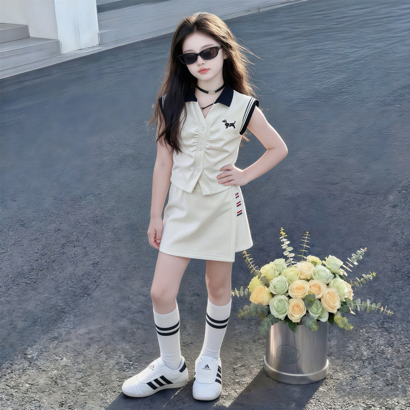 Sports Summer Korean College Style Fashion Medium Big Children's Suit