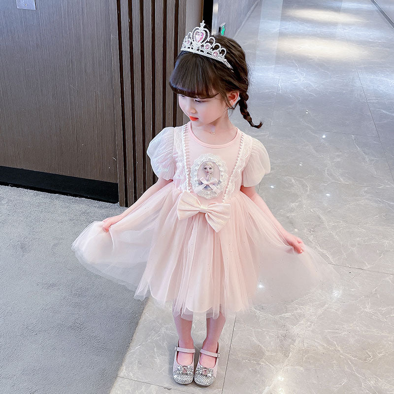 Summer Short Sleeve Princess Little Elsa Frozen Children's Dress