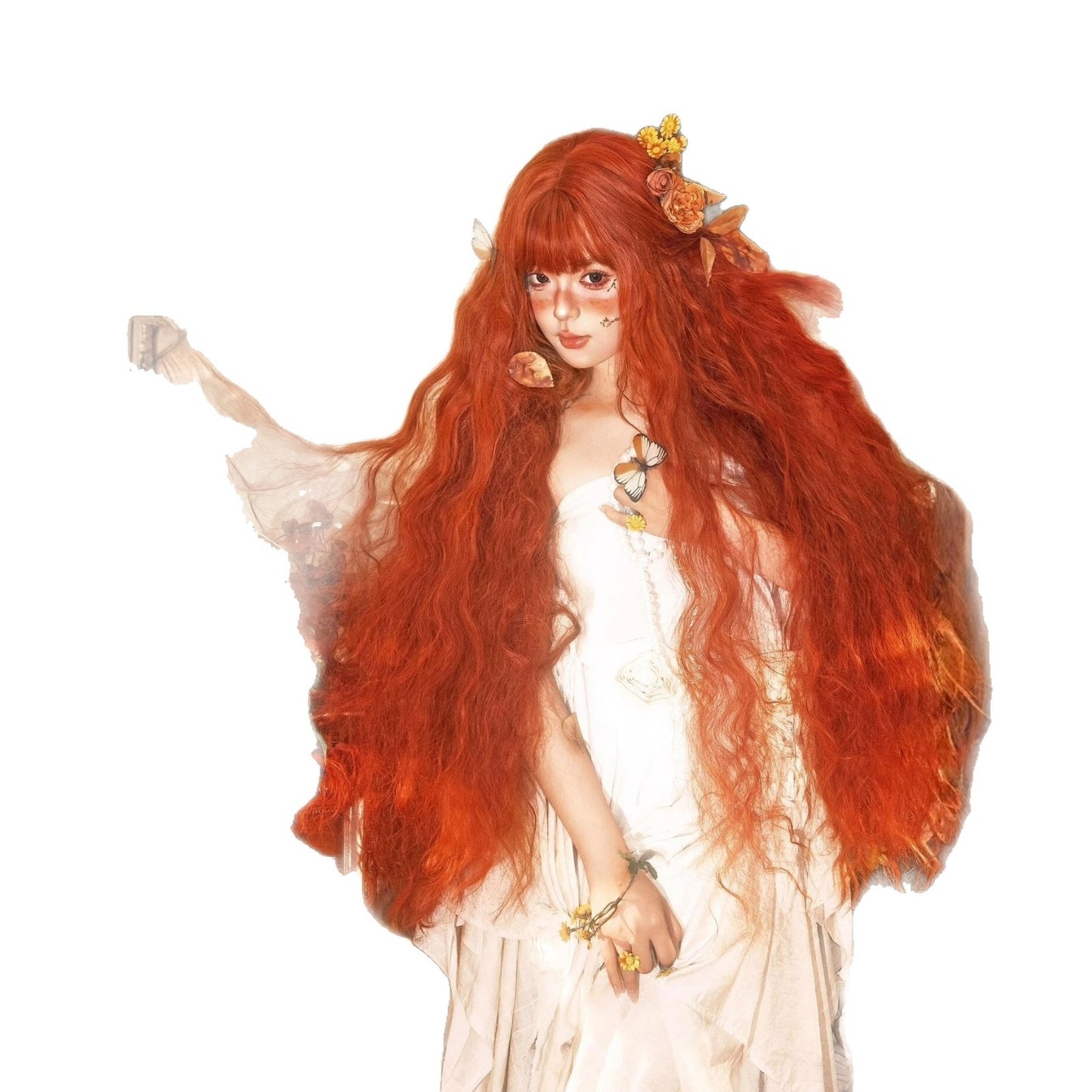Super Orange Curly Hair Small Universal Wig Long Curls