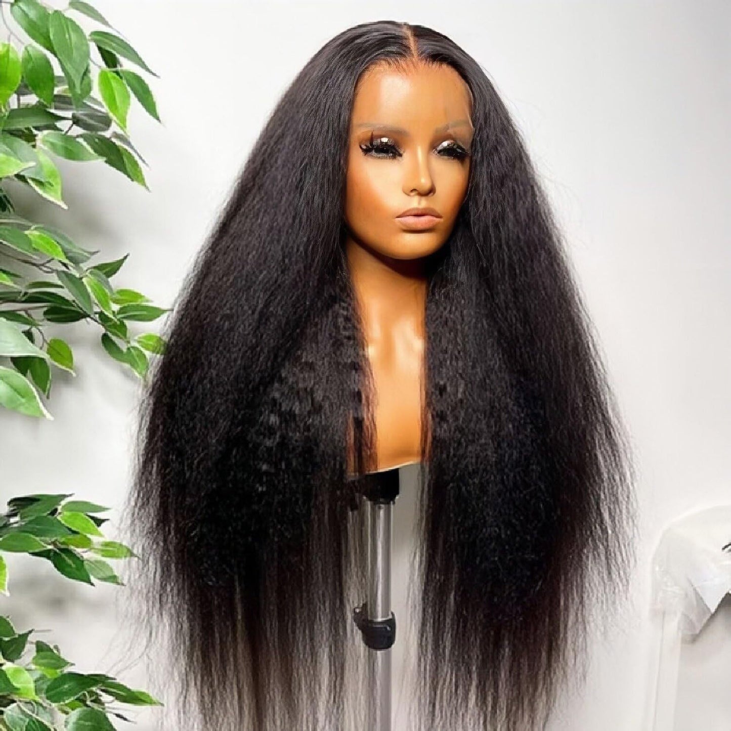 Slouchy Women's Black Mid-length Hair Fluffy Long Straight Wig