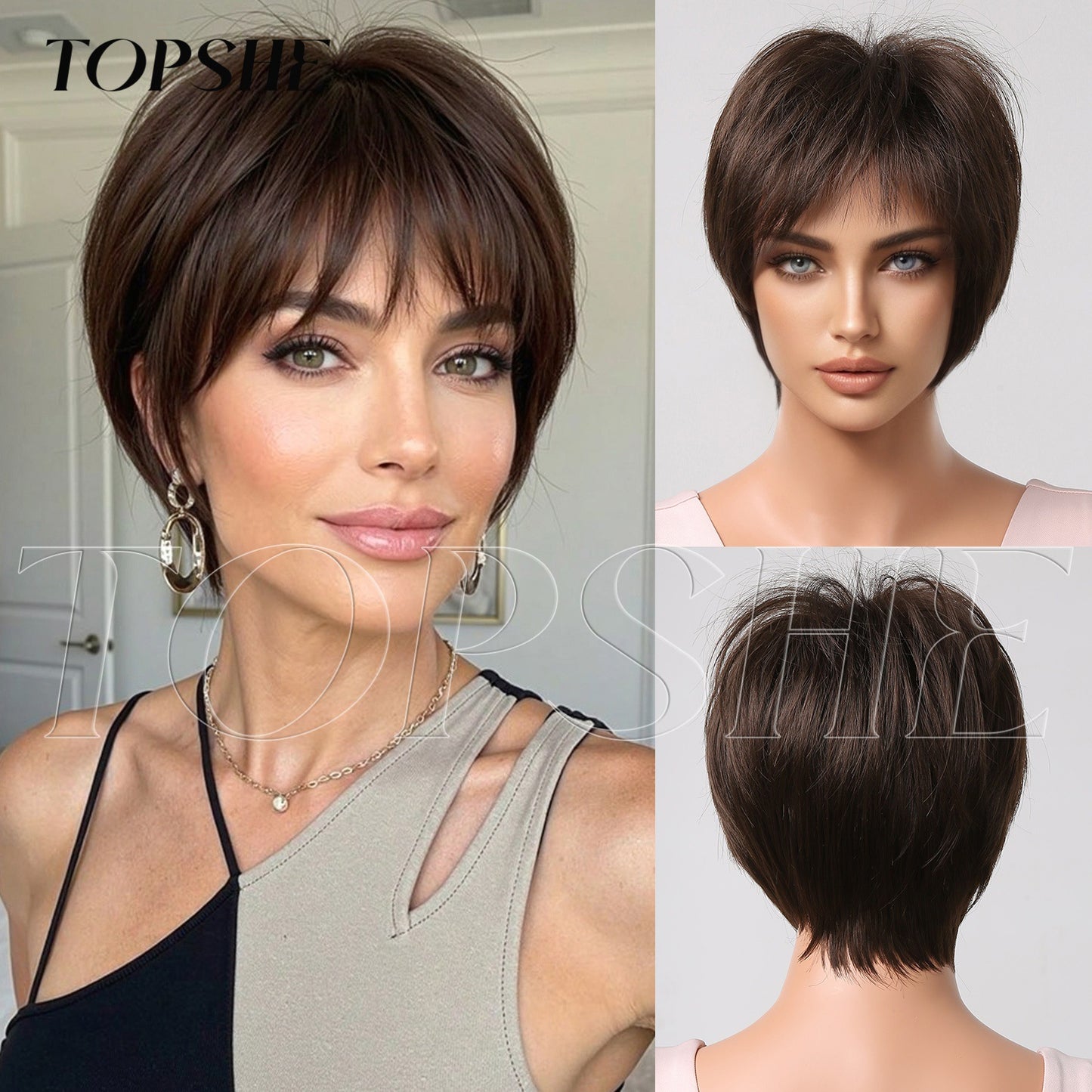 Fashion Female Natural Realistic Age Reducing Wig Short Straight Hair