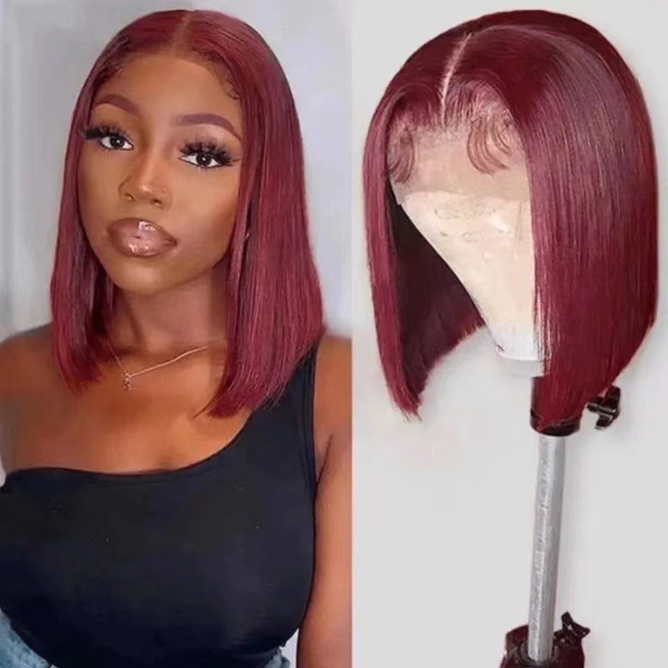 Female Black Short Straight Hair Center Parting Synthetic Wigs Various Other Wig