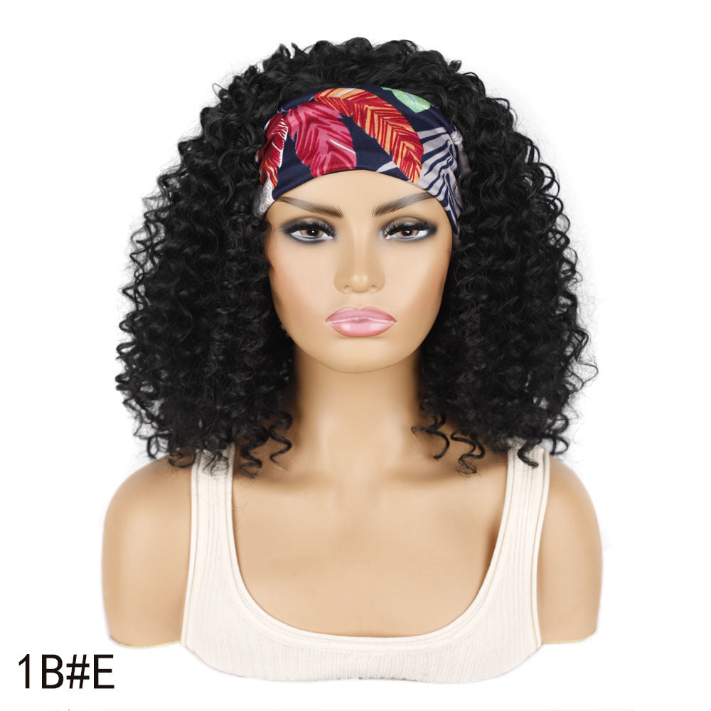 Graceful Ice Silk Band Headband Sheath Wig Short Curly Hair