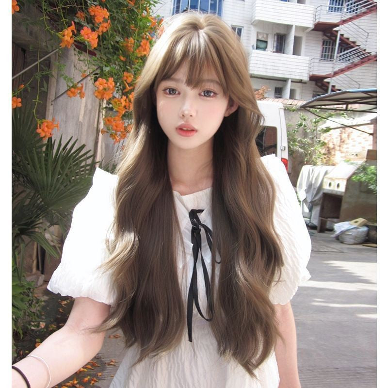 Women's Long Hair Big Wave Curly Natural Artificial Invisible Sheath Cos Wig