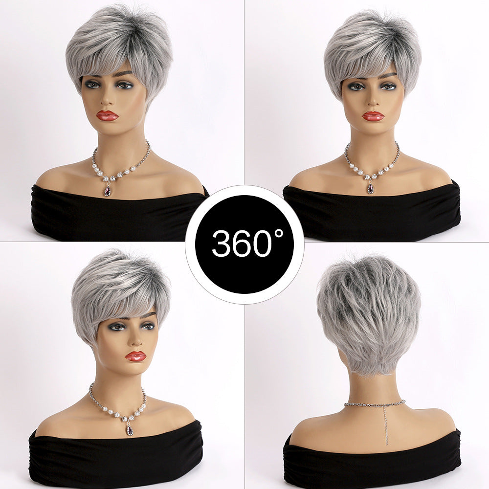 Women's Fashion Mixed Color Bangs Synthetic Wigs Wig Short Straight Hair