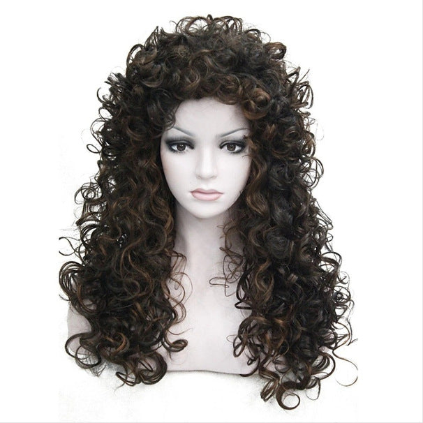 Women's African Wigs With Small Curly Hair Afro Synthetic Wig Long Curls