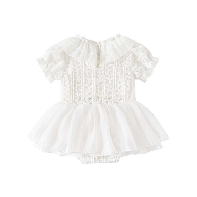 Head Summer Bloomer With Skirt White Willow Leaf Lace Princess Children's Dress