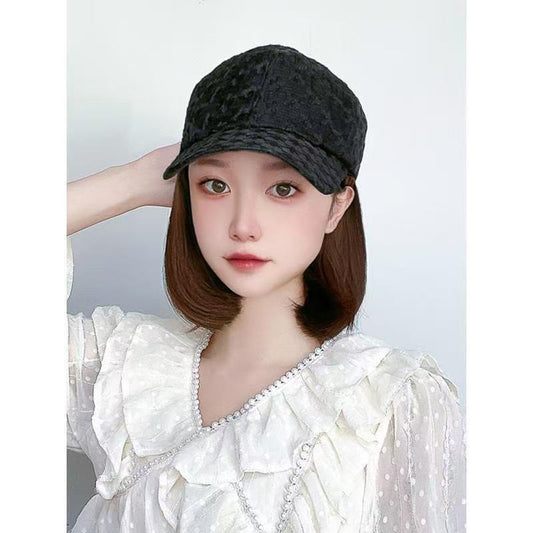 Summer One Hollow Peaked Cap Fashion Sun Shade Wig Short Straight Hair