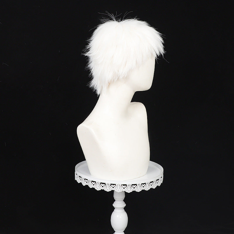 Men's Mercerized Dead Summer Light With Fur Top White Cos Wig