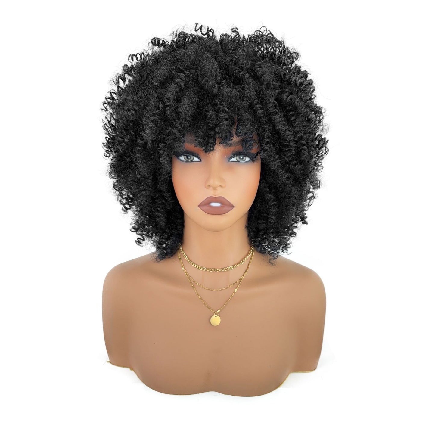 Women's African Wigs With Small Afro Full Wig Short Curly Hair