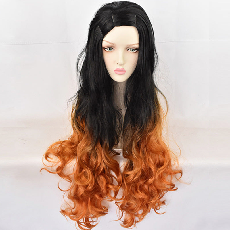 Women's Fiber Long Hair Brown Yellow Curly Cos Wig