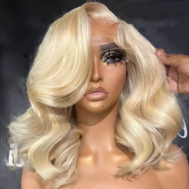 Front Lace Fiber Chemical Beige Wavy Wig Short Curly Hair