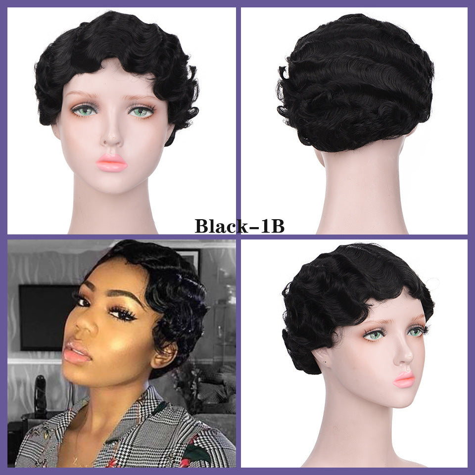 Women's Water Ripple Head Cover For Fiber Wig Short Curly Hair