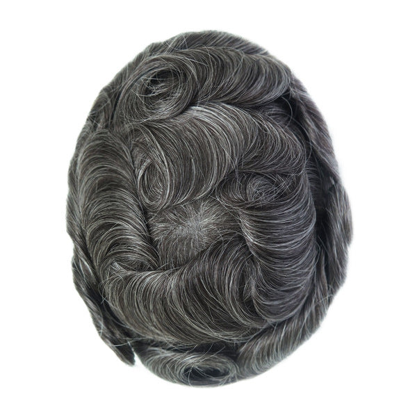 Men's Leather Hand Crochet V Needle Hairpiece Men's Wig