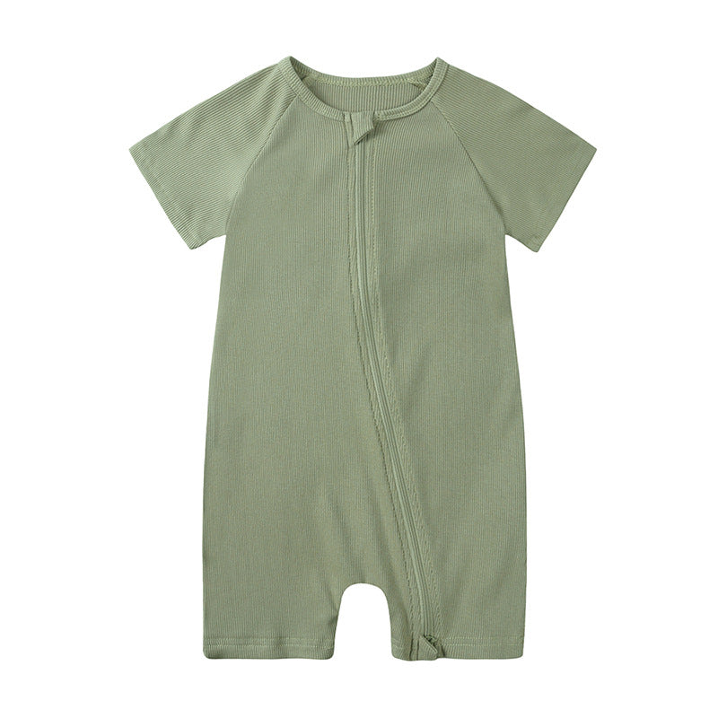 Women's & Men's Babies Summer Sunken Stripe Short Sleeved Kazakhstan Born Jumpsuits Bamboo Jumpsuit, Climbing Suit