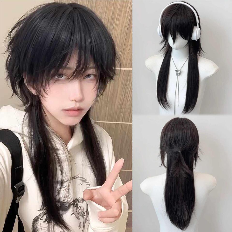 Wolf Tail Unisex White Gold Color Long Straight Wig