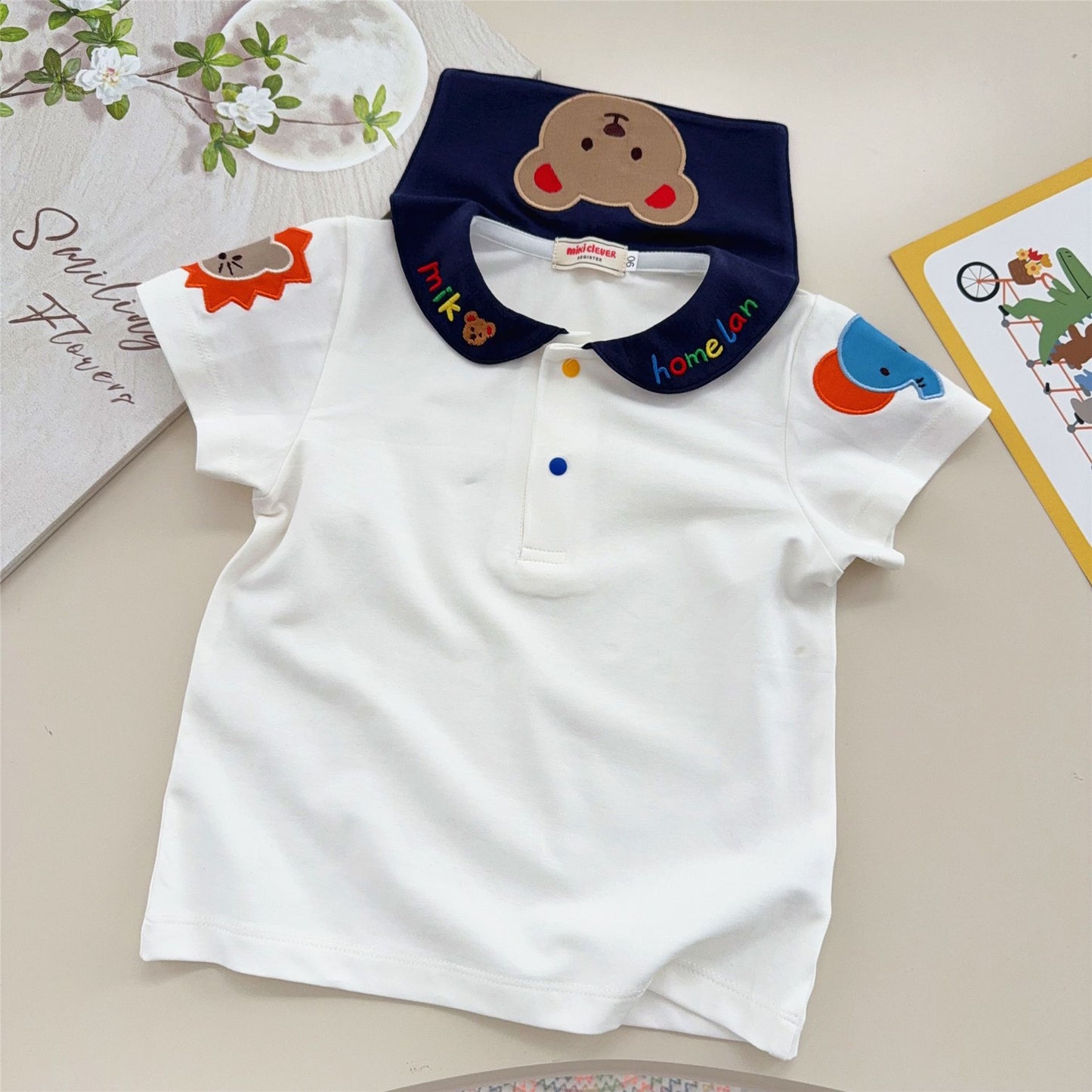 Children's Shirt Tops Summer Inner Cartoon Embroidered Children's T-shirt
