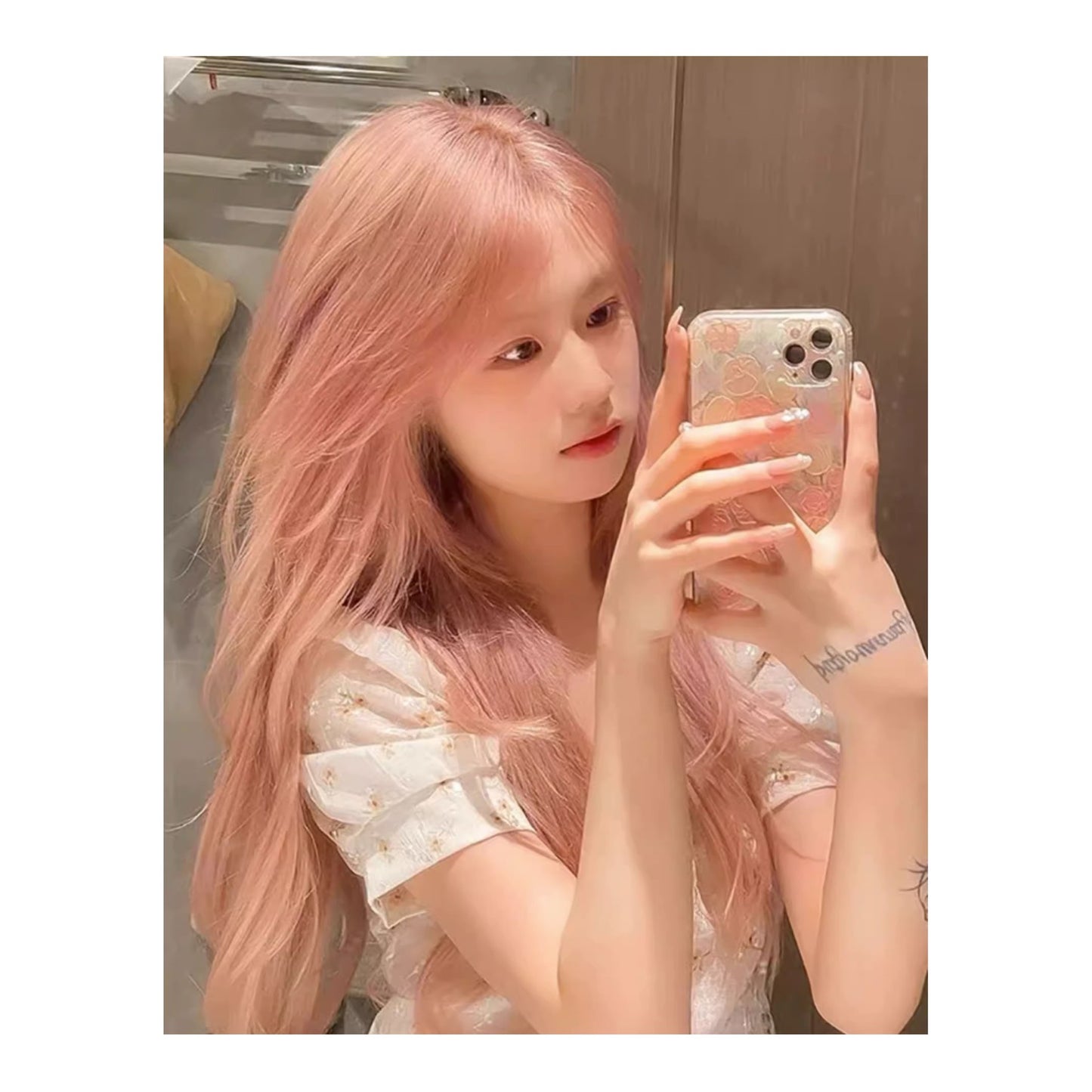 Fashion Popular Rose Pink Female Hair Sweet Simulation Curly Big Wig Long Curls