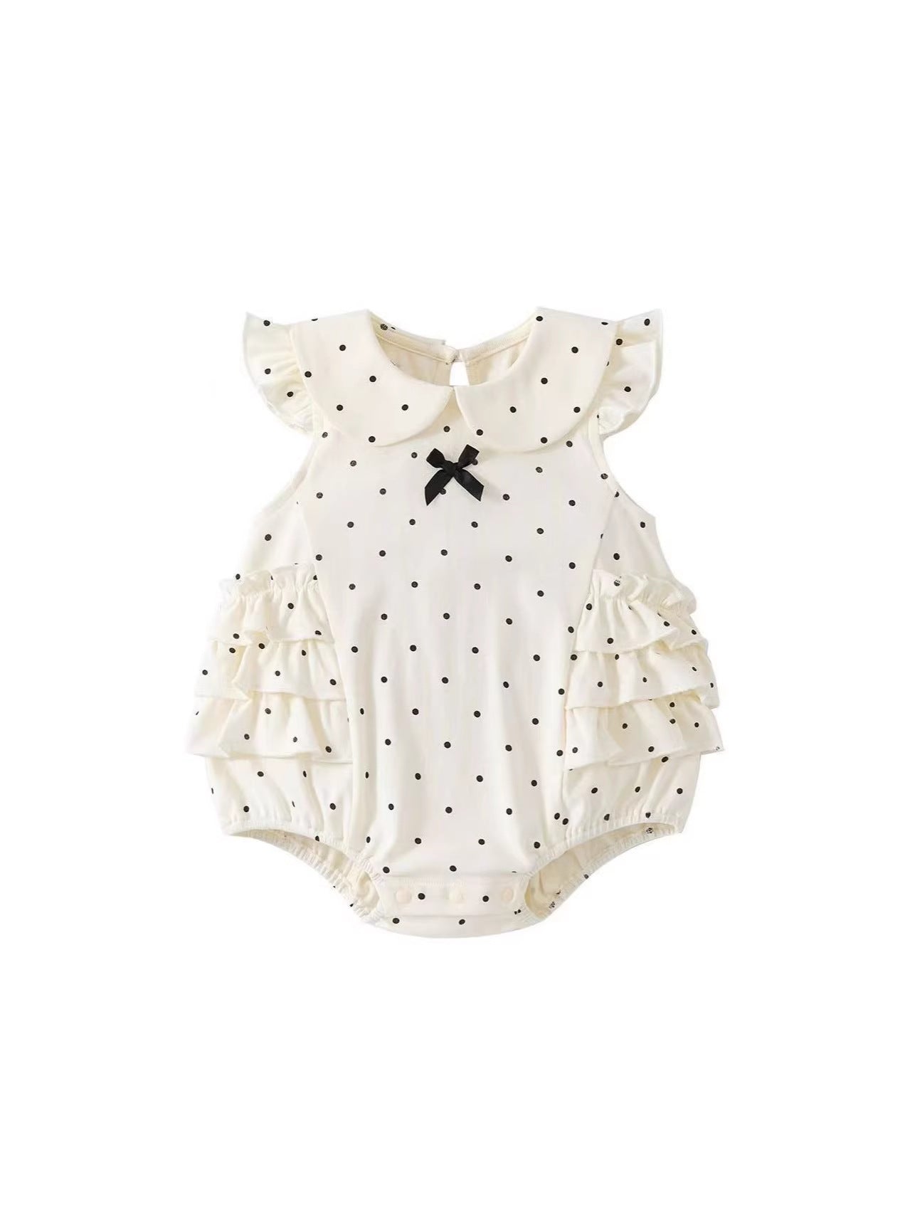 Korean Style Polka Dots Peter Pan Jumpsuit, Climbing Suit