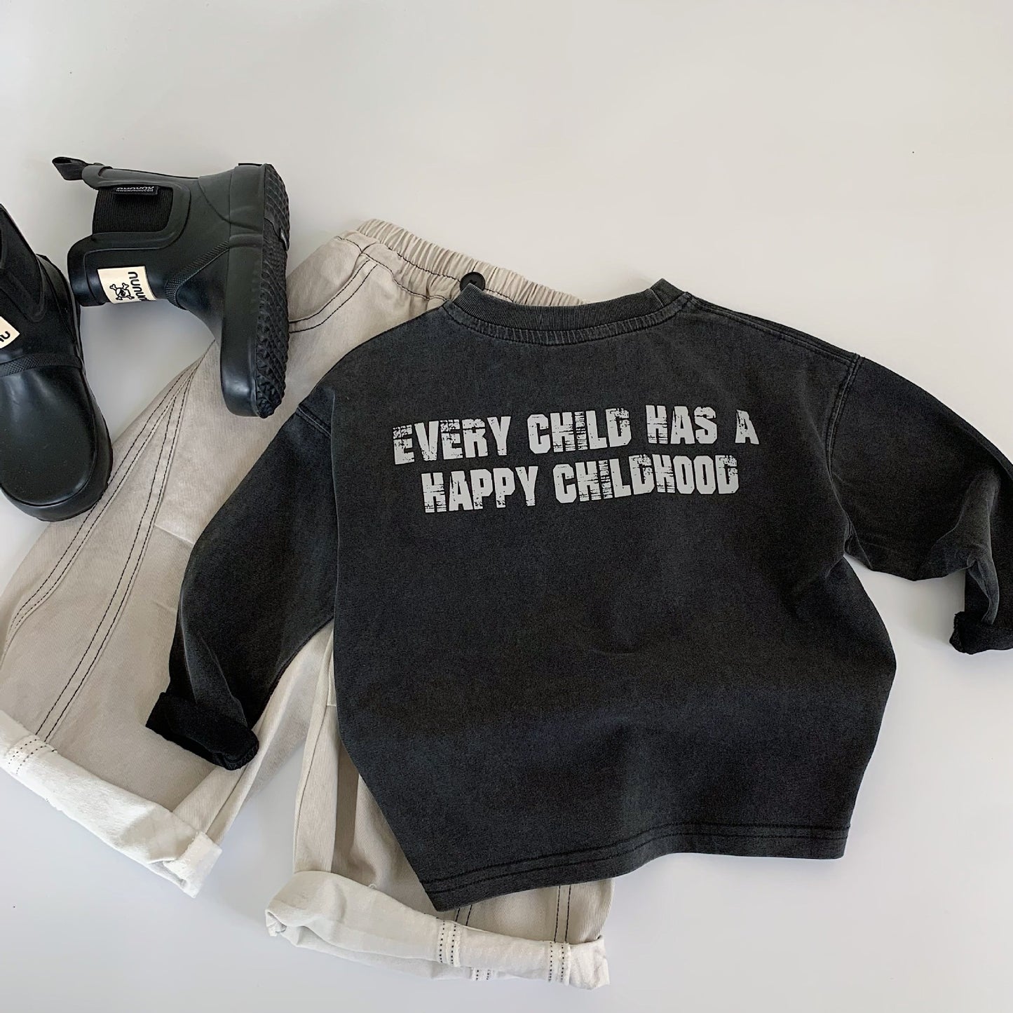 Children's Korean Style Boys Letter Loose Round Neck Bottoming Shirt Children's T-shirt