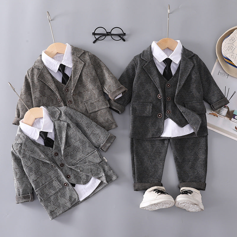 Children's Two Pieces British Birthday Boy Flower Children's Suit
