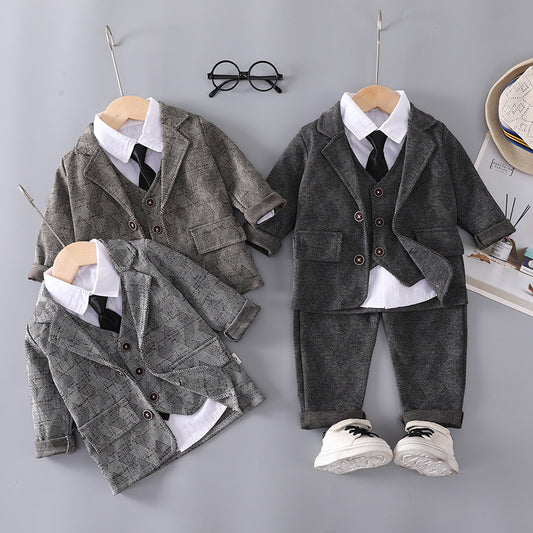 Children's Two Pieces British Birthday Boy Flower Children's Suit