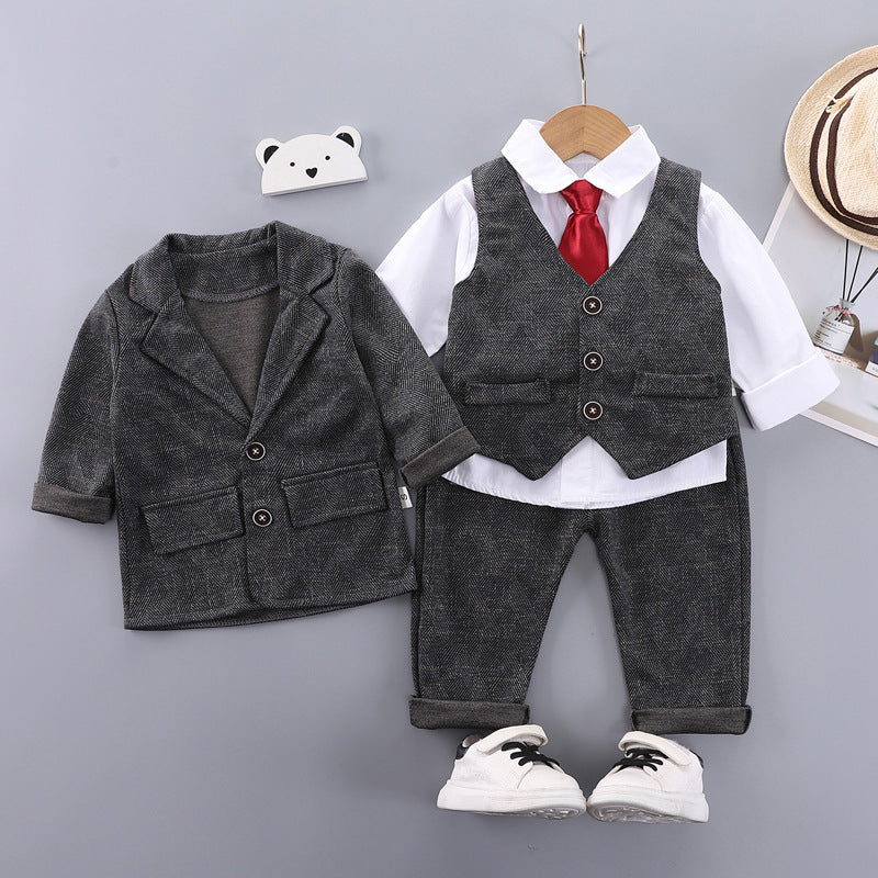 Children's Two Pieces British Birthday Boy Flower Children's Suit