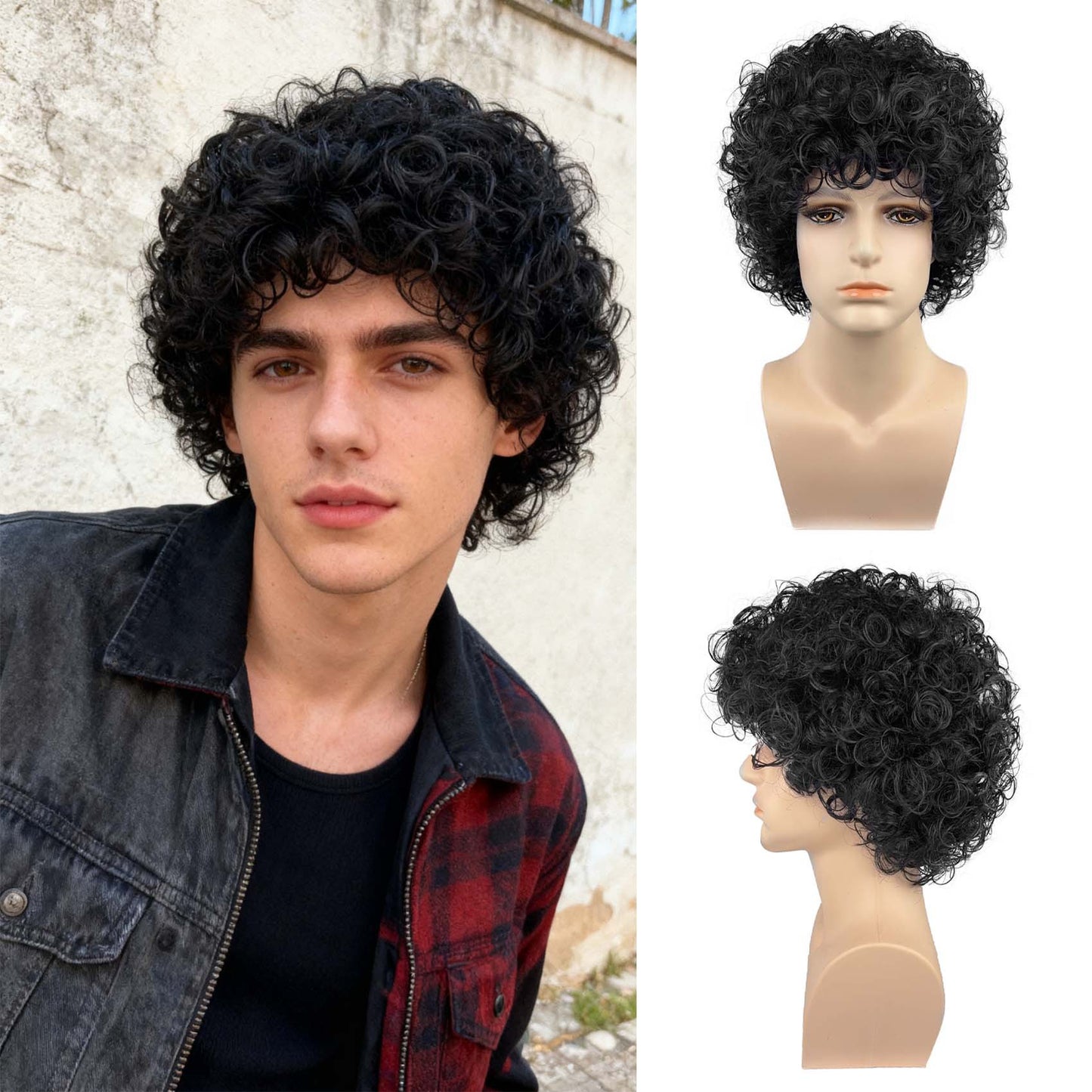 Men's African Small Hood Fluffy Natural Wig Short Curly Hair