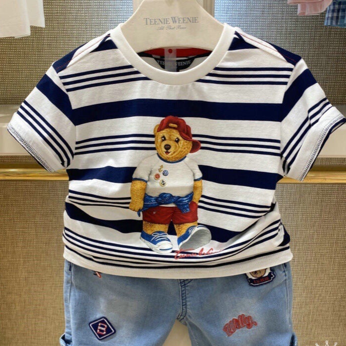Korean Style Original Bear Boys Cute Printed Soft Breathable Casual Children's T-shirt