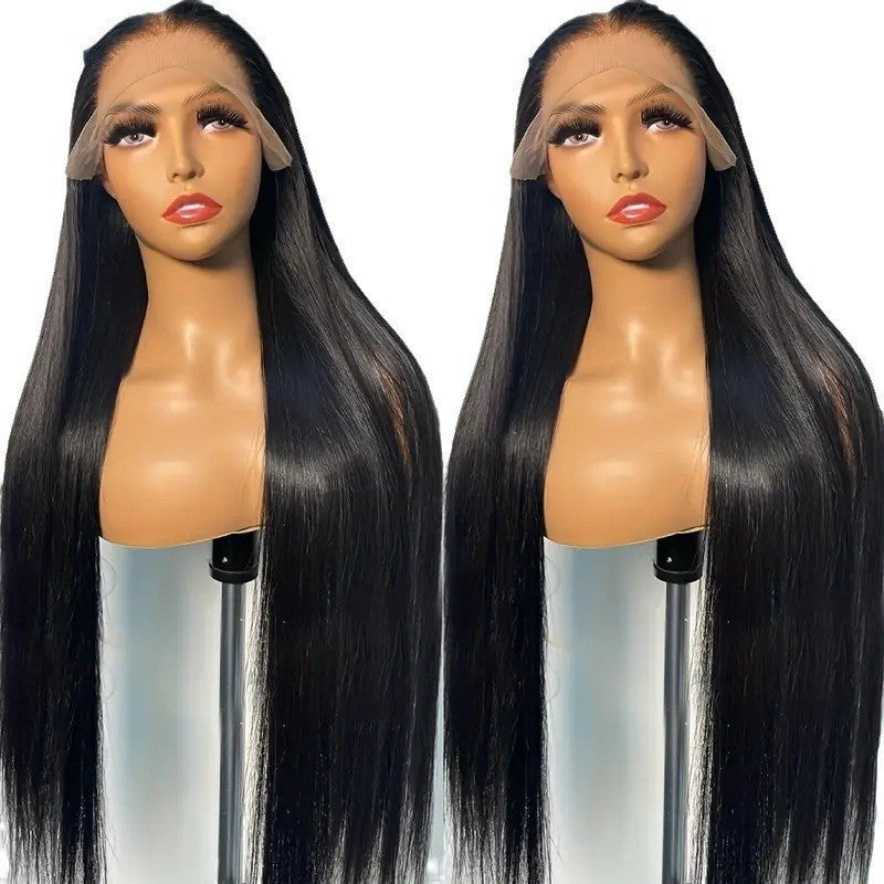 Women's Front Lace Synthetic Wigs Black Mid-length Long Straight Wig