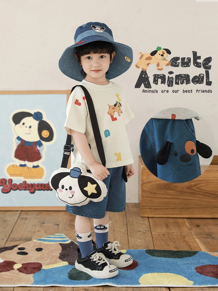 Round Neck Short Sleeve T-shirt Loose Children's Suit