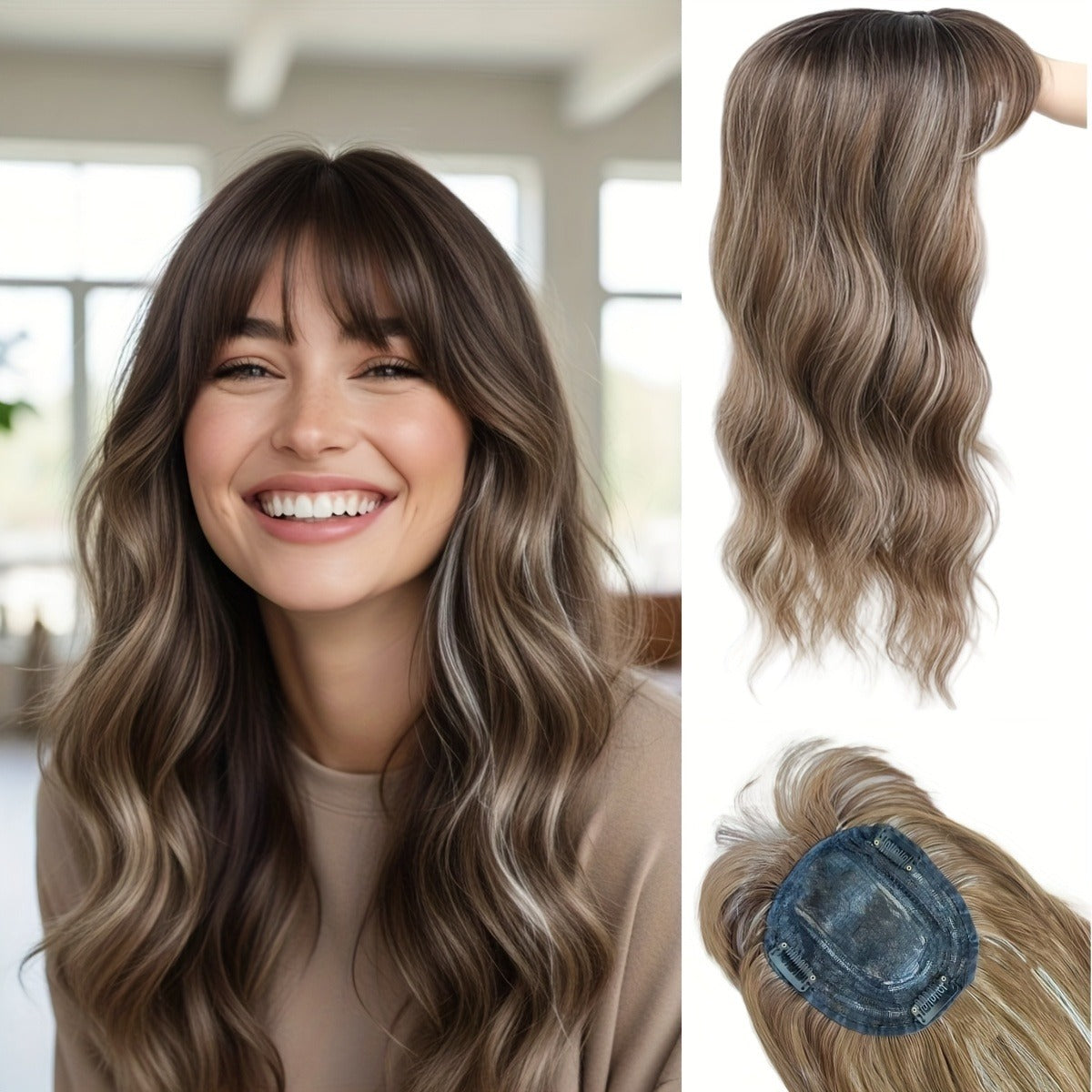 Need To Wear Hair Black Gold Gradient Female Straight Top Wig Long Curls