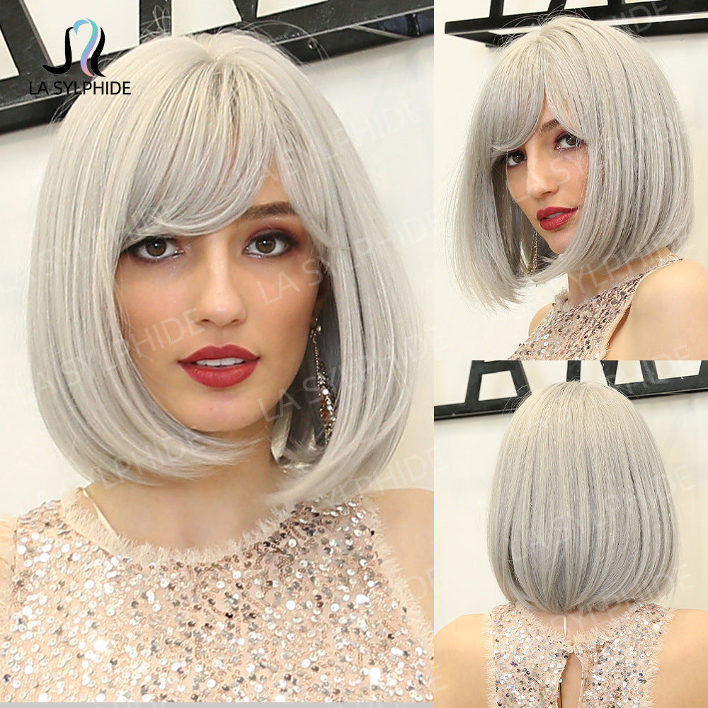 Women's Fashion Short Golden Style Natural Simulation Real Hair Wig