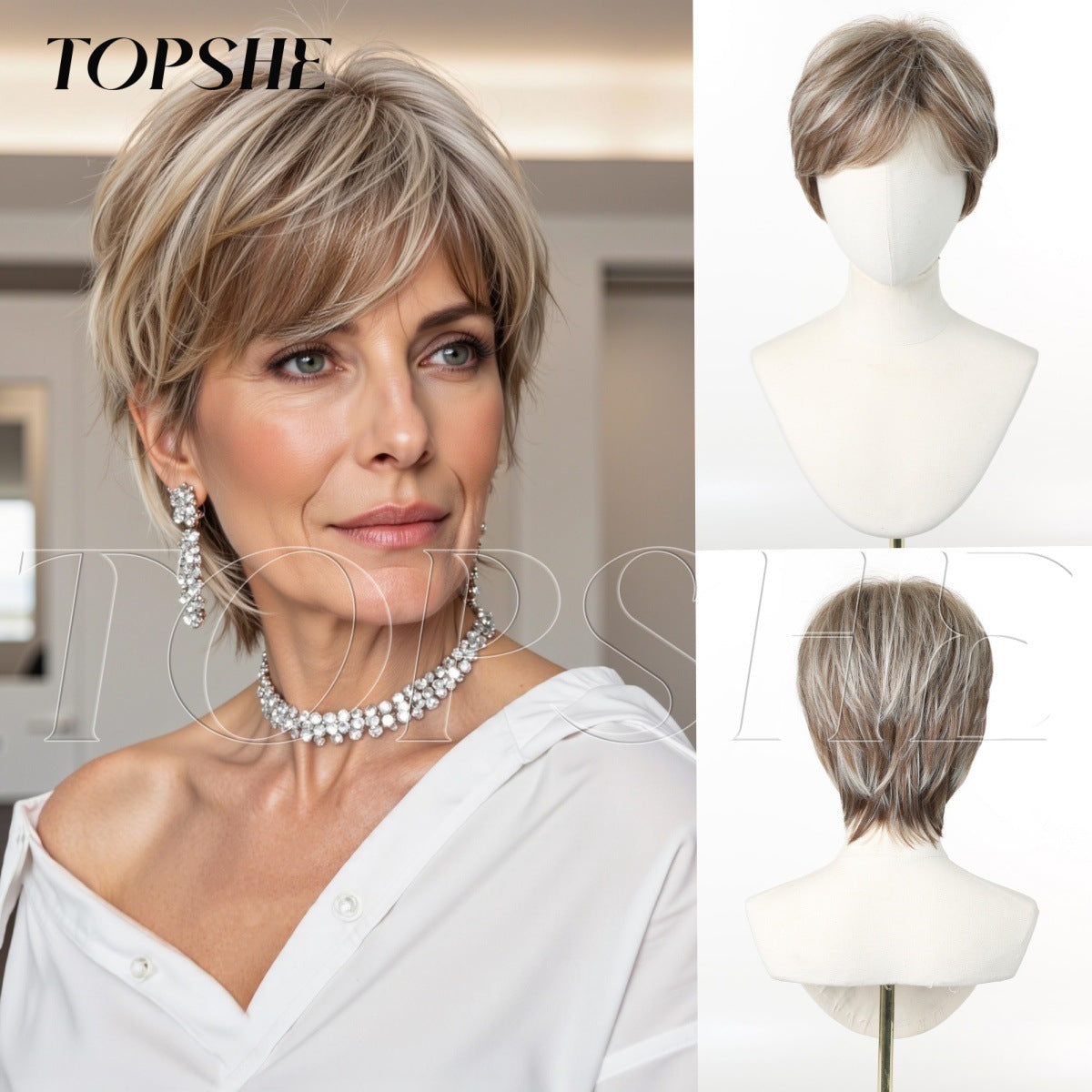 Fashion Female Natural Realistic Age Reducing Wig Short Straight Hair
